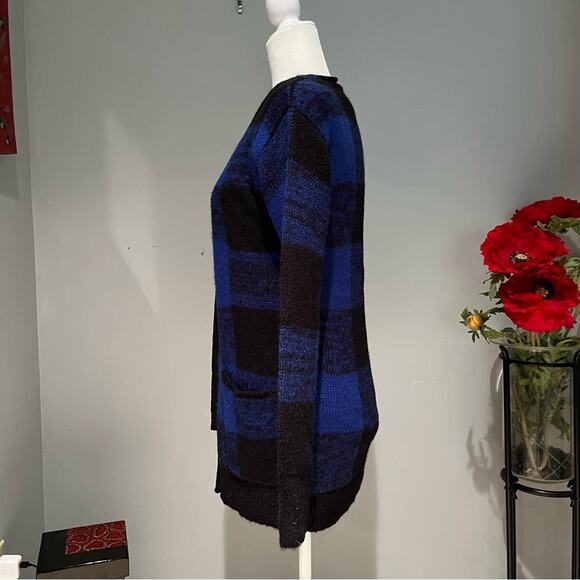 NEW Nordstrom Love by Design Plaid Fuzzy Oversized Grandpa Cardigan Sweater XS - Picture 4 of 12